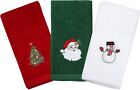 Aneco 3 Pack Christmas Hand Towels Washcloths 12 x 18 inch Small, Multicolor 