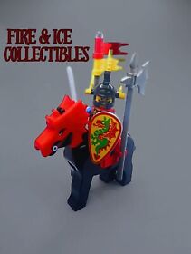 LEGO Dragon Knight & Horse Sword Axe Flag Castle Minifigure Vintage 6082 6056