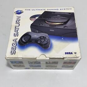 SEGA Saturn Black Home Console System In Box W/ Game Cables & Controller - Mint
