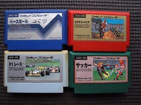 excite bike f1 racing baseball soccer football Nintendo Famicom Lot of 4 Sports