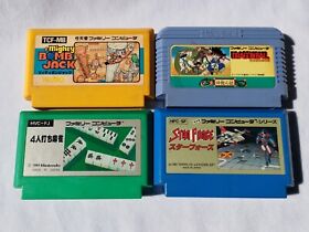 Lot of 4 Famicom Games Tested US Seller Dragon Ball Star Force Mighty Bomb Jack
