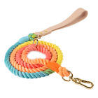 5FT Dog Leash Heavy Duty Braided Cotton Rope Comfortable with PU Leather Handle