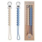 Pacifier Clip for Boys Girls -  Paci Clip Soothie Baby Binky Hexagon-Beige&Blue