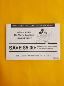 Adventures In The Magic Kingdom Nintendo NES Mail In Certificate Card CAP-VD-US