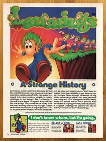 1991 Lemmings NES Genesis Print Ad/Poster Original Authentic Video Game Art Rare