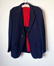 1960's IZOD, sz 44, Navy Blue Sport Coat Blazer Suit Jacket Vintage 1970's MOD