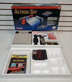 Nintendo NES Action Set Home Console - Complete In Box w/Orange Zapper, Tested