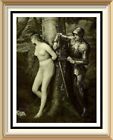 Antique Print KNIGHT ERRANT Naked Woman Pre-Raphaelite Medieval Art Legend
