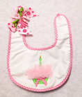 Her 1st birthday bib BEARINGTON Baby Collection New Cupcake and candle trim