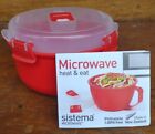 Sistema Microwave Cookware Bowl, Round, 30.9 Ounce/ 3.8 Cup, Red  