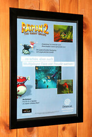 2000 Rayman 2 The Great Escape Dreamcast N64 Small Promo Poster / Ad Page Framed