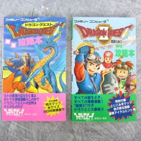 DRAGON QUEST I II 1 2 Perfect Guide Set w/Map Famicom Japan Book TK SeeCondition
