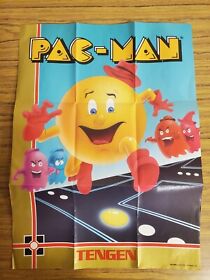 Pac-man Nintendo NES Game Insert Souvenir Art Poster Tengen Gold Border Version