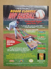 Vintage 1992 ROGER CLEMENS MVP BASEBALL Print AD SEGA NES SNES Advertisement 