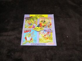 Nintendo NES Nintendo Codemasters 4 Quattro Adventure Manual ONLY 