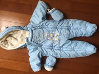 baby boy winter Pram Hooded Snowsuit used excellent condition 3 months