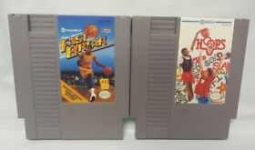 Hoops + Magic Johnson's Fast Break  -  Nintendo NES Authentic Game Tested Works