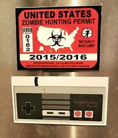 NES 'Nintendo' CONTROLLER MAGNET & US ZOMBIE HUNTING PERMIT MAGNET ~ BRAND NEW!