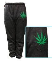 New Men's Marijuana Weed Plant Print Black/Green Slim Fit Sweat Pants Joggers | eBay