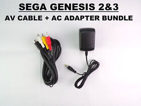 Audio AV RCA Cable Cord+AC Adapter Power Supply For SEGA Genesis 2 & 3 1631 1461
