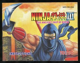 Ninja Gaiden III 3 Ancient Ship of Doom Nintendo NES Manual Instruction Booklet