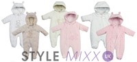 Baby Girls Boys Hooded Fleece Snowsuit Pramsuit All In One Coat Jacket 0-6 Mths