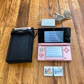 Nintendo 3DS Pearl Pink CTR-001 Handheld Console System Tested + Smash Bros.
