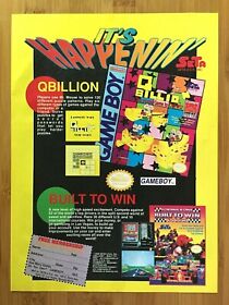 Qbillion / Formula One: Built To Win NES Game Boy 1990 Print Ad/Poster Authentic