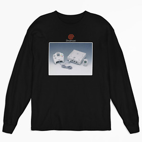 SEGA DREAMCAST CONSOLE AND CONTROLLER BLACK LONG SLEEVE GAMING T-SHIRT