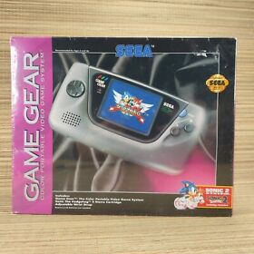 New Sega Game Gear Color Portable Game System + Sonic 2 Cartridge Vintage Gaming