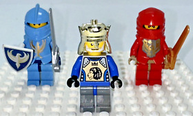 LEGO KNIGHTS KINGDOM II 2 KING & KNIGHT MINIFIGURE LOT OF 3 CAS258 CAS267 CAS268
