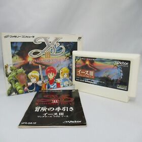 Ys III 3 Wanderers From Ys with Box & Manual [Famicom JP ver.]