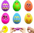 QINGQIU 6 Pack Printed Stress Balls Easter Eggs Squishy Stress Relief Toys for