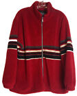 Free Country U.S.A. Fleece Pullover Jacket ~ Size L ~ Red ~ Stripes ~ Full Zip