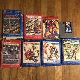 Intellivision And Nintendo Game And Box Lot- Metroid Box,D&D,NFL,Mario And More