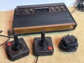 Atari CX2600 Six Switch Game Console + 2 Controllers Power Supply TESTED WORKING