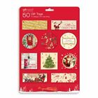 50 Traditional Christmas Xmas Gift Tags Round Square Rectangle With Thread Fathe