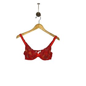 Aubade Paris Women's Size 36B Lace Red Sheer Underwire Vintage Style Bra $200+