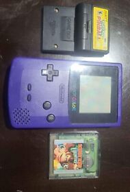 Nintendo Gameboy Color CGB-001 Purple Grape. Great Conditions With Games