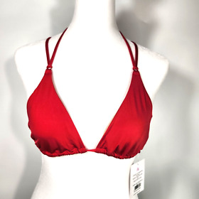 L'Agent by Agent Provocateur Size M Bikini Top Red Halter Tie Robbie LS23-75