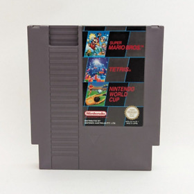VGC! Genuine Nintendo NES 3 in 1 Game Super Mario Bros. Tetris World Cup PAL AUS