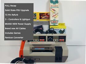 Restored Nintendo NES Console. Full Recap, SS PSU +72 Pin. Authentic! EXTRAS!