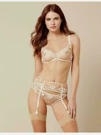 AGENT PROVOCATEUR SOLD OUT BETHANIE PEACH 34A & AP2 SMALL SUSPENDER & BRIEF BNWT