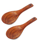 Honbay 2PCS Wooden Rice Paddle Wood Spoons Nonstick Heat Resistance 
