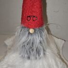 Christmas Gnome A Red Felt Shelf Sitting Gnome Ornament Pre-owned