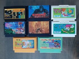 Lot of 8 Famicom FC games Solomons no Kagi, Goonies, Battle City, Getsu Fuma Den