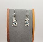 VTG Dainty Prancing Unicorn Earrings Turquoise Inlay Pierced Fantasy Medieval