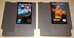 Lote de cartuchos originales de 2 juegos de WWF Wrestlemania & Pro Wrestling Nintendo NES 