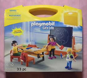 Playmobil City Life School Play Set w/ Take Along Case - 33 Pieces - #5971 - New