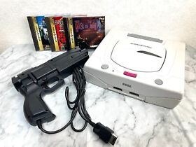 Sega Saturn Virtua Gun Controller  Cop 1 2 House of Dead Set NTSC-J(JAPAN) White